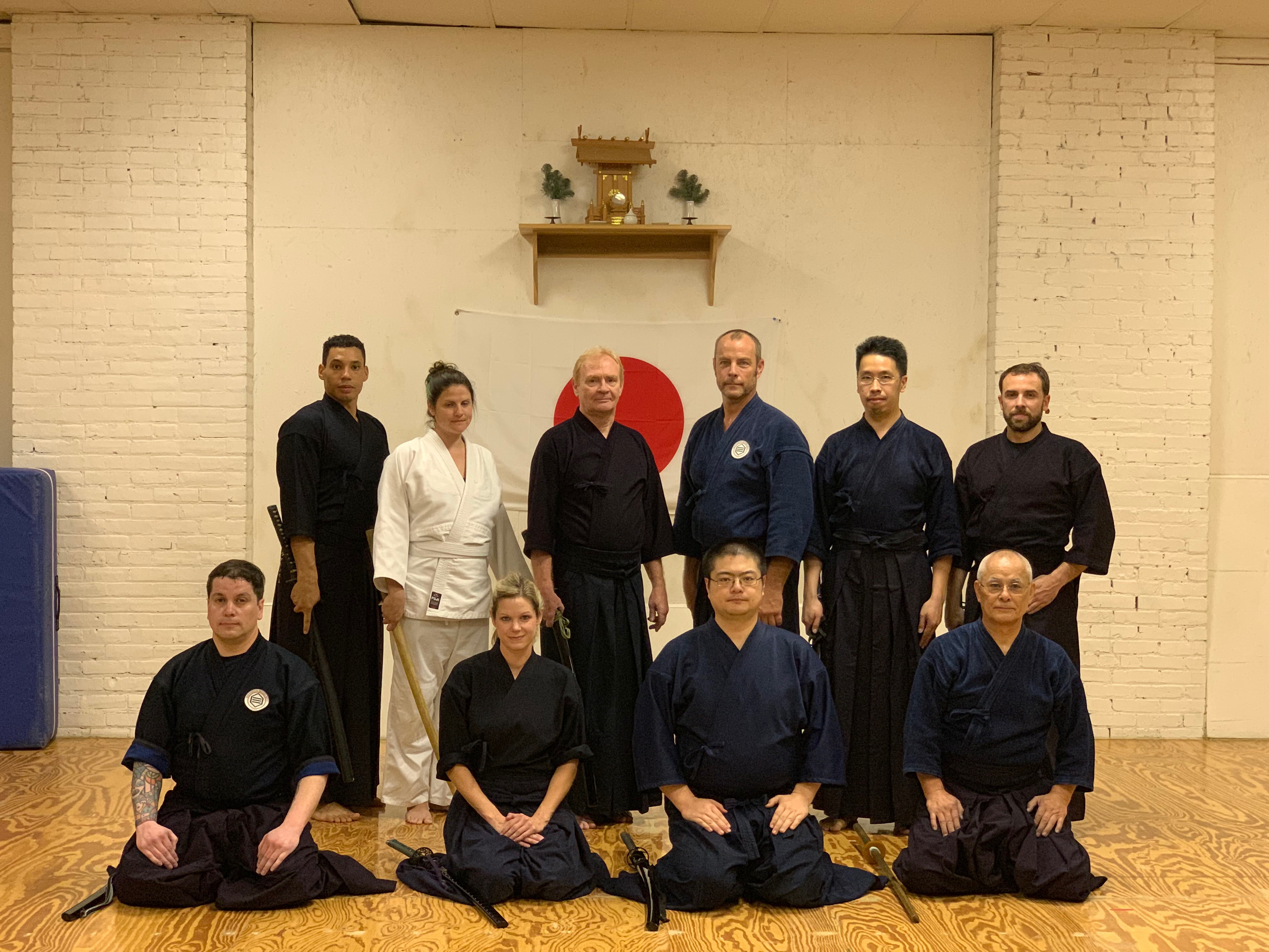 Group photo from first day of 2019 Meishin Muso Ryu iaido seminar, Sept. 14, 2019. (Credit: Michael Luckenbill)